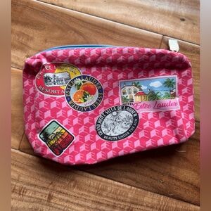 Estee Lauder Pink Cosmetic Bag with Travel Patches